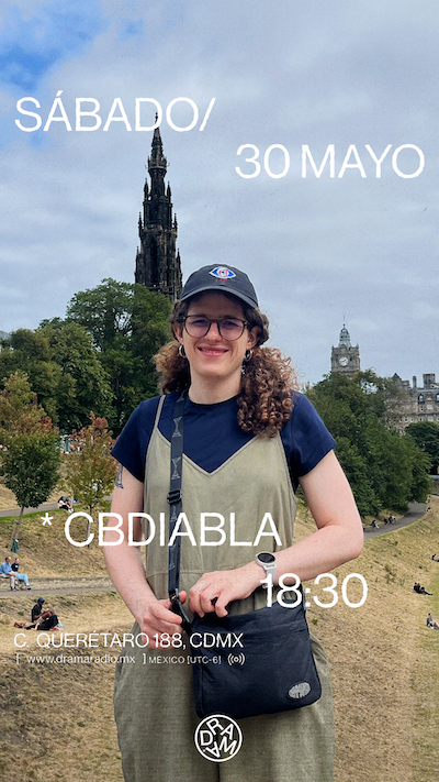 Sabado 30 de mayo - cbdiabla 18:30. C. Queretaro 188 mx, Drama radio bar. Photo of a girl in Dublin smiling, with a green overall